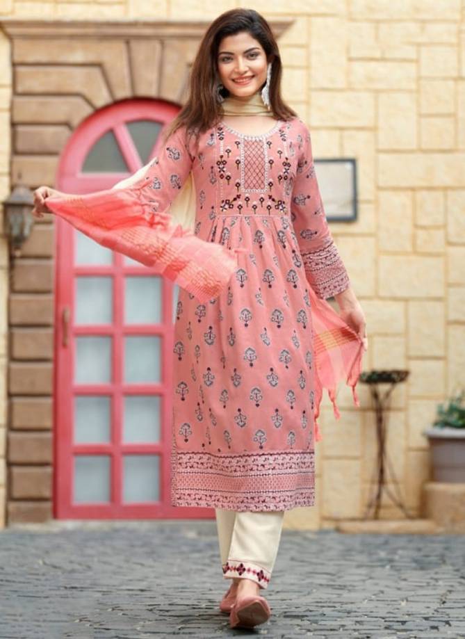 Pink Colour Rangjyot Rang Manch New Latest Ethnic Wear Rayon Kurti With Pant And Dupatta Collection 1006
